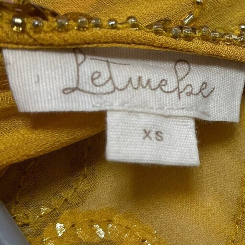 Anthropologie Let Me Be Juliet Maxi Dress XS Mustard Sequin Sheer Embellished‎ - Picture 10 of 14
